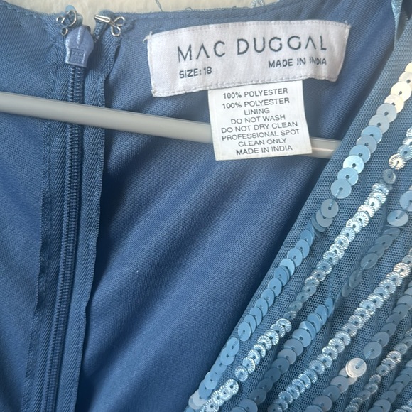 Mac Duggal NWT Sequin Wrap Over 3/4 Sleeve Slate Blue Dress 5509 size 18 - Picture 10 of 10